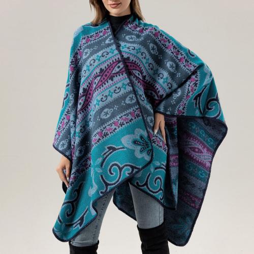 New Retro Ethnic Style Shawl Imitation Cashmere Jacquard Split Cloak Women Travel Scarf