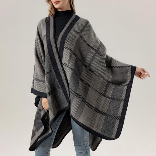 2024 New Scarf Women's All-match Plaid Travel Shawl Jacquard Split Cape