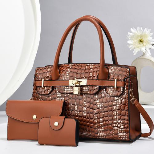 PU Leather Easy Matching Bag Suit large capacity & three piece crocodile grain Set