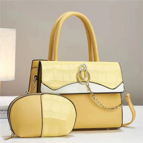 Stitching contrast color large capacity bag textured casual handbag