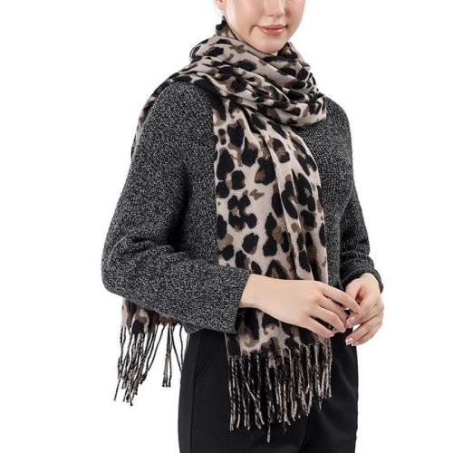 Winter cashmere leopard print scarf fashion all-match thick warm scarf casual tassel shawl