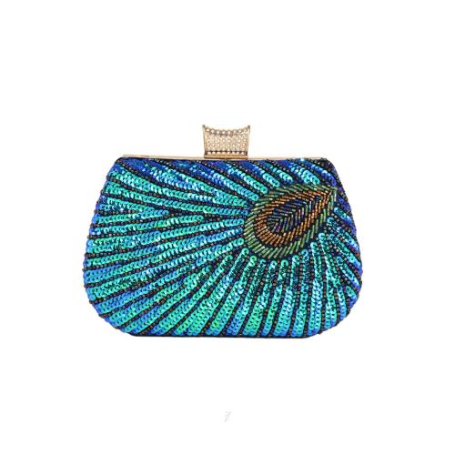 New Vintage Peacock Sequin Embroidered Evening Bag Dress Banquet Bag Clutch Bag