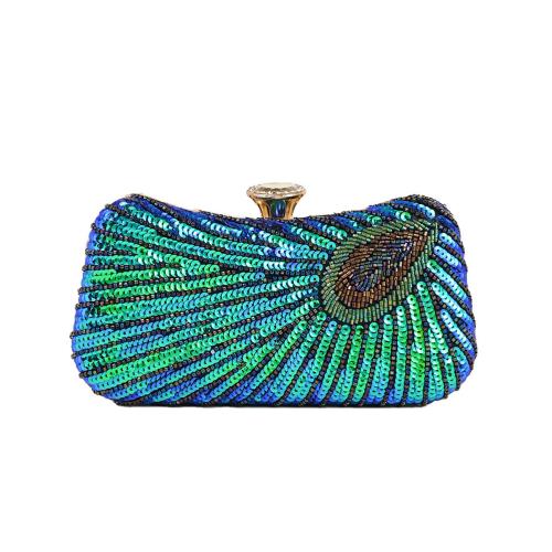 New Peacock Sequin Embroidered Evening Bag Single Chain Clutch