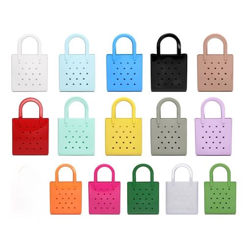 New PVC Jelly Bag Hot Makaron Color DIY Creative Hole Bag Simple Beach Bag