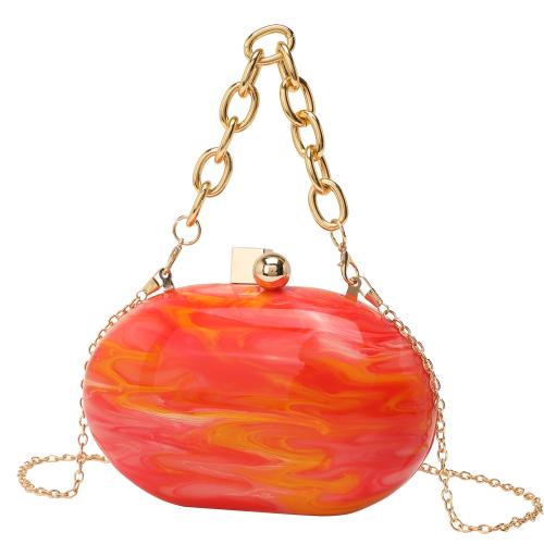 2024 new oval acrylic dinner bag fashion chain slung shoulder hand bag