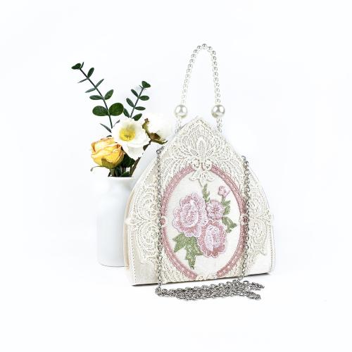 Vintage Palace Style Women's Lace Embroidered Pearl Bag Portable Gentle All-Match Triangle Bag