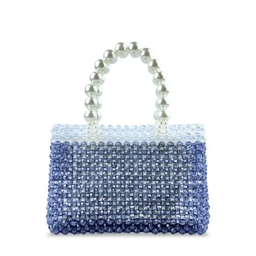 2024 new beaded handbag women's bag gradient color horizontal mobile phone bag pearl handle