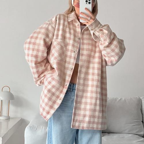 Sweet Tweed Plaid Coat Women's 2024 Autumn New Design Sense Loose Coat Mid-length