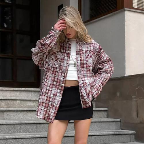 Autumn 2024 Street Retro Plaid Shirt Loose oversize Long Sleeve Shirt Top