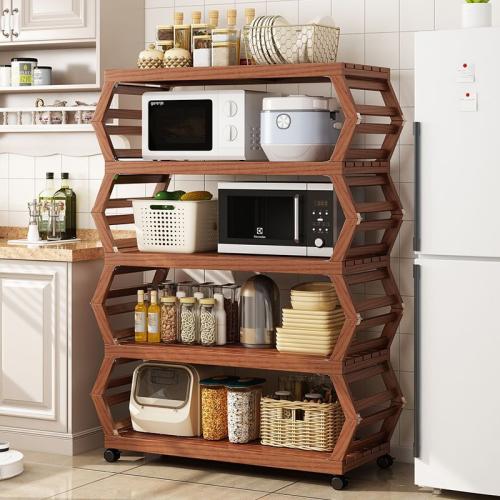 Installation-Free Folding Storage Rack Kitchen Floor Multi-Layer Microwave Oven Storage Rack Movable