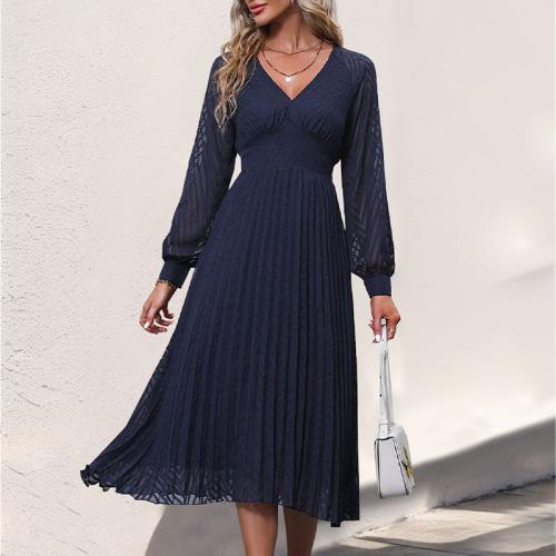 2024 New Autumn Women's Long Sleeve Solid Color Dress