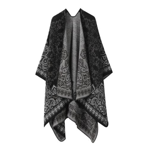 Retro cashmere-like scarf windproof warm outdoor travel wear knitted cape shawl