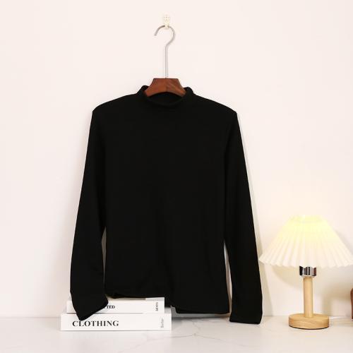 Autumn and Winter Coconut Fleece Mid-Collar Long-Sleeved Warm Top Elegant Outer Wearing All-Match