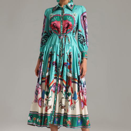 Early Autumn New Fishtail Dress Elegant Slim-fit Printed Long-sleeved Dress