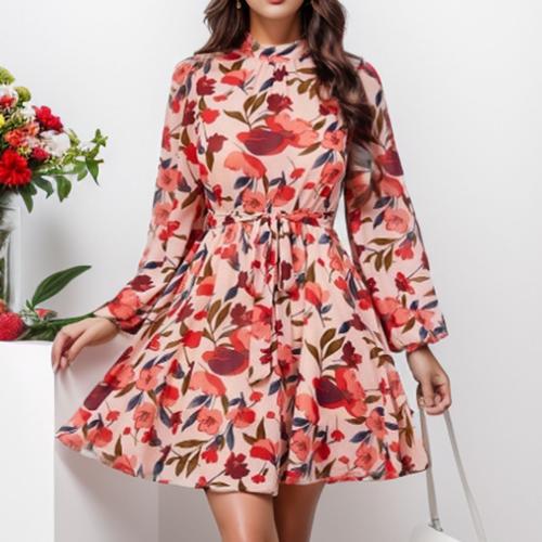 2024 spring and summer new floral print long sleeve dress