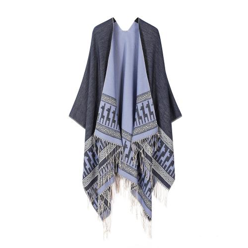 Fashionable simple double-sided tassel knitted shawl air-conditioned room blanket