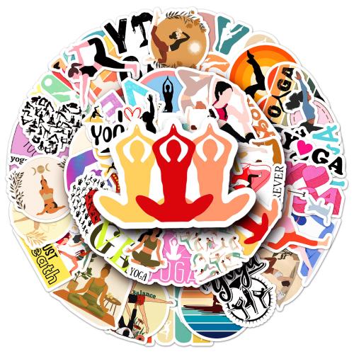 50 yoga stickers Yoga sports fitness graffiti creative waterproof decorative hand tent goo card flat stickers