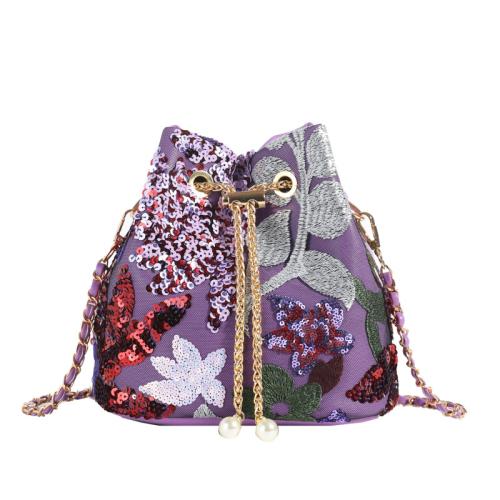 2024 New Artistic Shoulder Bag Fashion Sequin Niche Crossbody Chain Bucket Bag Trendy