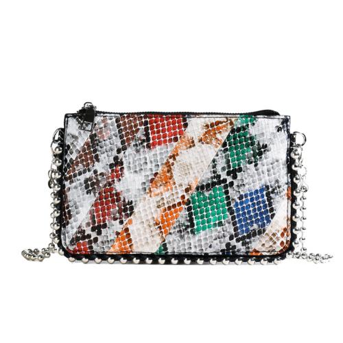 New Snake Pattern Stitching Contrast Color Envelope Bag Bead Chain Shoulder Bag