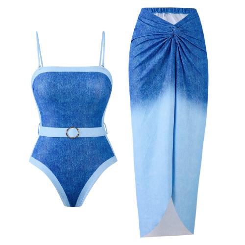 New one-piece swimsuit hot selling gradient printing with skirt suit swimsuit