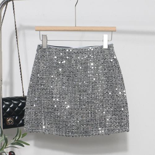 Sequin Skirt Skirt Women's Spice Girl A- shaped Small silver Shiny Shiny Skirt