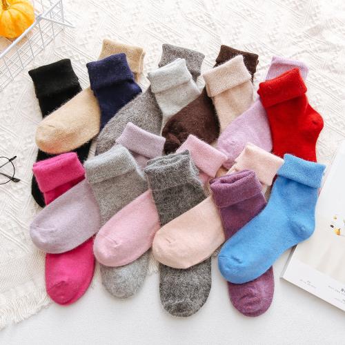 Winter Wool Socks Thickened Warm Socks Rabbit Fur Socks Strip Piled Socks