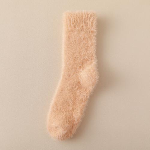 Women's plush socks winter fleece-lined thickened warm mid-calf socks mink velvet floor socks