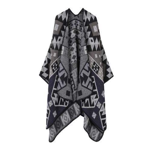 Fashion Retro Shawl Western Travel Wear Big Cape Ethnic Knitted Shawl Cape