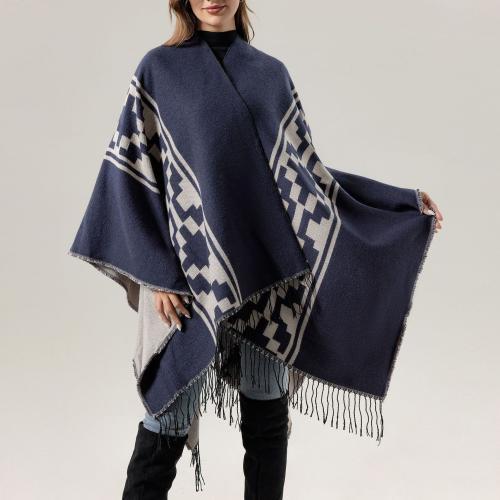 New Fashion All-match Travel Shawl Cold-proof Warm External Thickened Tassel Split Cape