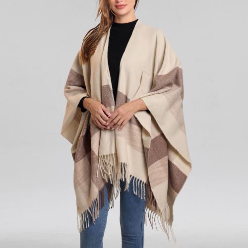 New Tassel Cloak Fixed Strap Shawl Simple All-match Autumn and Winter Imitation Cashmere Scarf