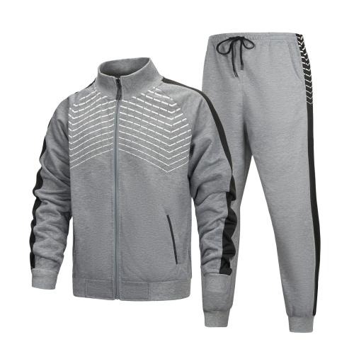 Men's 2024 New Autumn and Winter Striped Jacket Sweep Pants Fashion Casual Sports suit Two-piece Set