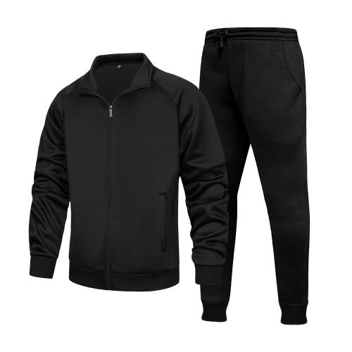 2024 new autumn and winter men's sports suit long sleeve solid color sweater pants two-piece set