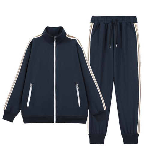 New Men's Cardigan Fashion Ribbon suit Two-piece Casual Loose Sports suit