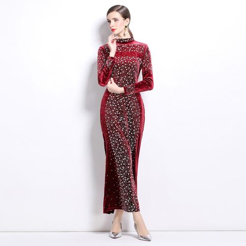 Polyester Soft & Slim Long Evening Dress & ankle-length iron-on PC