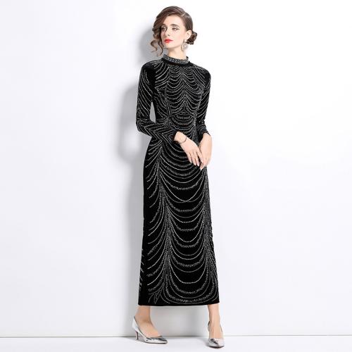 Polyester Waist-controlled & Soft Long Evening Dress & thermal iron-on Solid PC