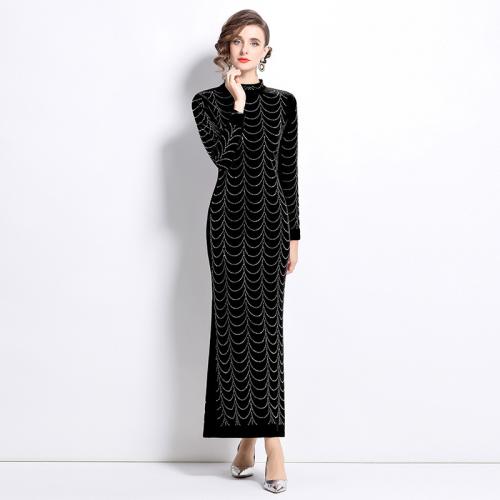 New Women's Temperament Retro Elegant Fashion Hot Drilling Slim Dress