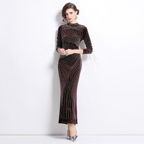 Women's dress Elegant Sexy Fashion Hot Drilling Beads Slim Dress