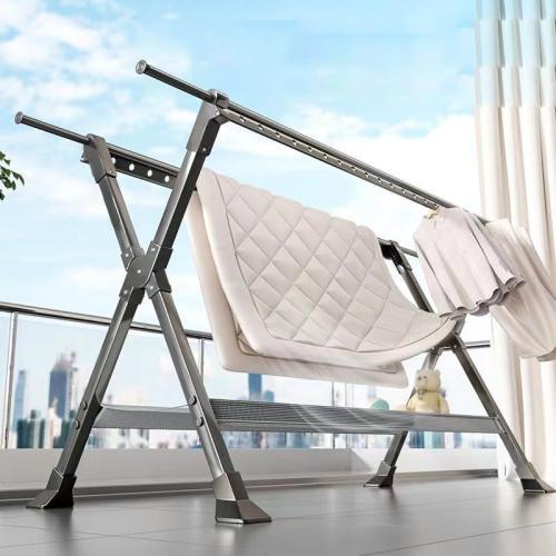 Indoor and outdoor foldable drying rack for quilt hanging household floor-standing rack