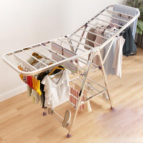 Balcony clothes hanger floor folding wing clothes hanger stainless steel indoor clothes hanger