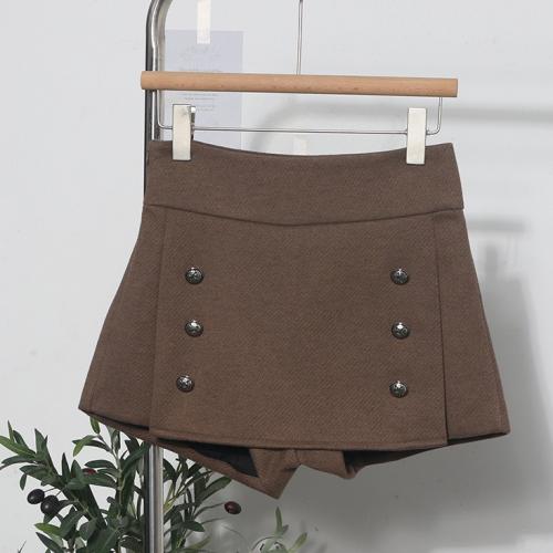 Button Decorative Culottes Winter Woolen Material Hot High Waist Slimming Hip Pants