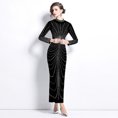 Polyester Waist-controlled Long Evening Dress flexible & ankle-length iron-on PC