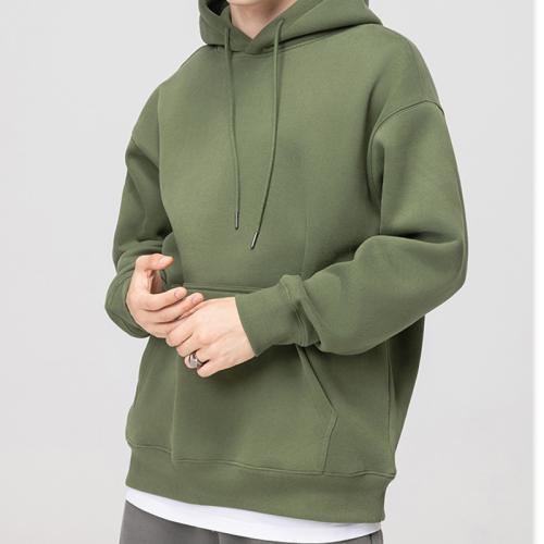 350G fleece-lined Hoodie Solid Color Sweatshirts Loose Wear