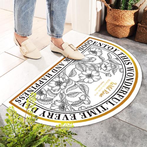 Bathroom Absorbent Cashmere Floor Mat Fresh Oval Semi-circular Bathroom Carpet Plush Entry Mat