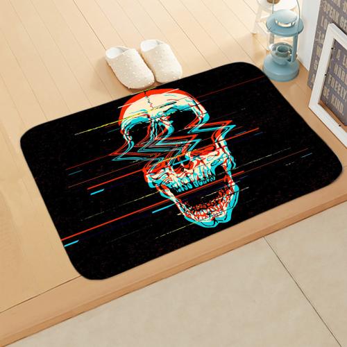 Skull Print Floor Mat Halloween Horror Foot Mat Long Absorbent Non-Slip Carpet