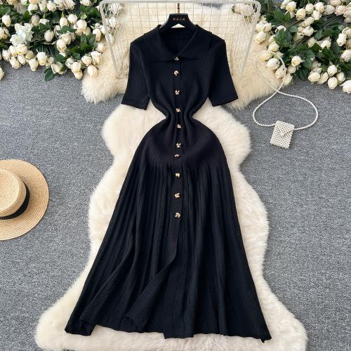 French Style Inner Sweater dress Women's Winter Stretch Slim-fit Slimming Style Knitted Long Skirt