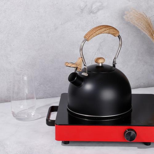 Stainless steel whistle kettle 2.5 liters black wood grain handle nozzle kettle gas stove kettle