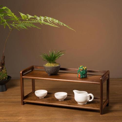 Black Walnut Solid Wood Tea Cup Teapot Storage Rack Tea Set Placement Rack Storage