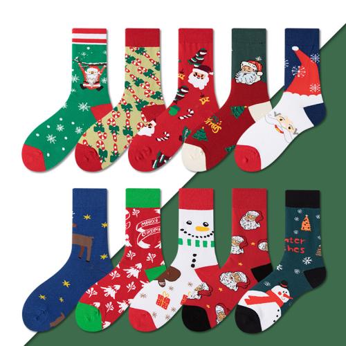 New Christmas socks creative cartoon cotton socks Christmas tree snowman socks