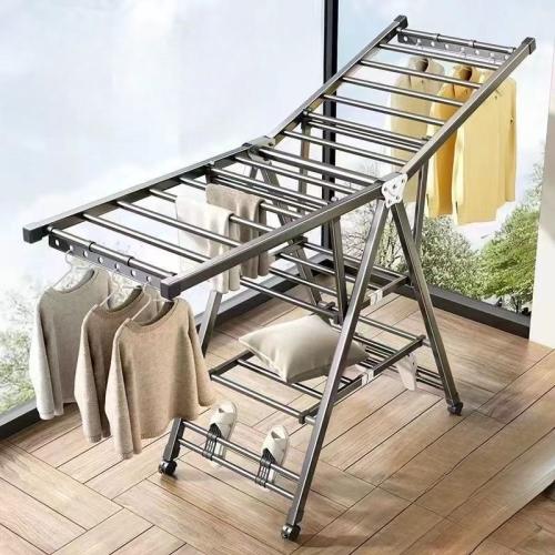 Balcony Drying Rack Floor Vertical Folding Removable Drying Rack Quilt Rack