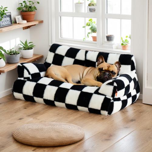 New Neutral Pet Nest for Cats and Dogs Plaid Style Pet Sofa